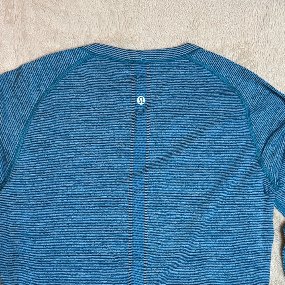 Lululemon Swiftly Tech Long Sleeve Crew Indian Ocean Blue / Black Sz 10 - Picture 10 of 10